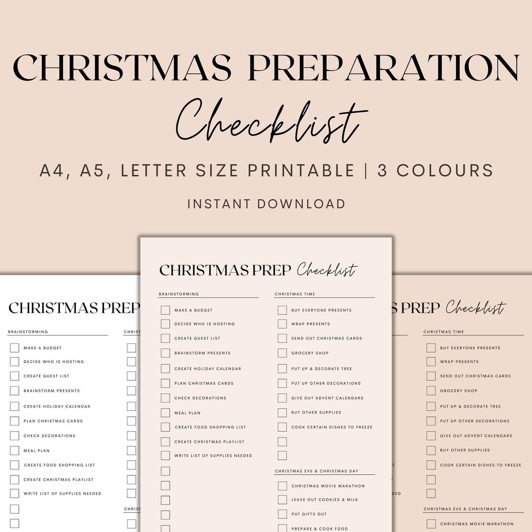 Christmas Preparation Checklist Printable, Christmas Checklist