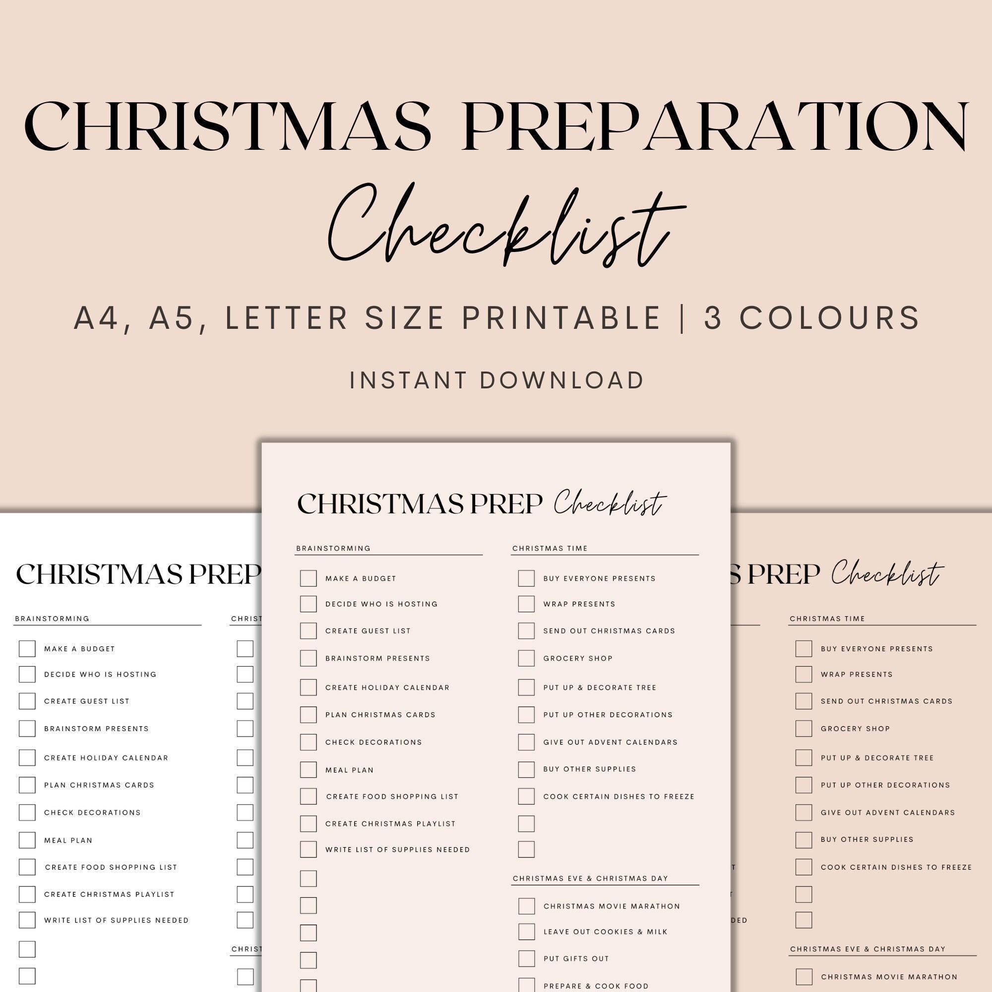 Christmas Preparation Checklist Printable Christmas Etsy Australia