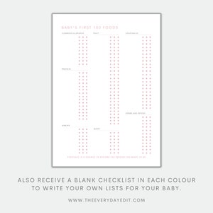 baby first food checklist, printable baby food diary, printable baby food tracker, solids tracker, solids planner, baby planner printable, baby food log, daily baby log printable