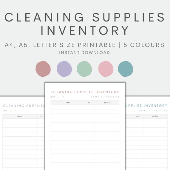 Cleaning Supplies Inventory Printable Cleaning Inventory Etsy