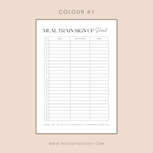 Meal Train Sign up Sheet Printable, Baby Shower Meal Train, New Parents ...