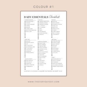 baby essentials checklist printable