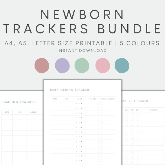 Newborn Tracker Bundle Printable, Newborn Planning Kit, Baby Tracker, Baby Planner Printable, A4 A5 Letter Size PDF Instant Download