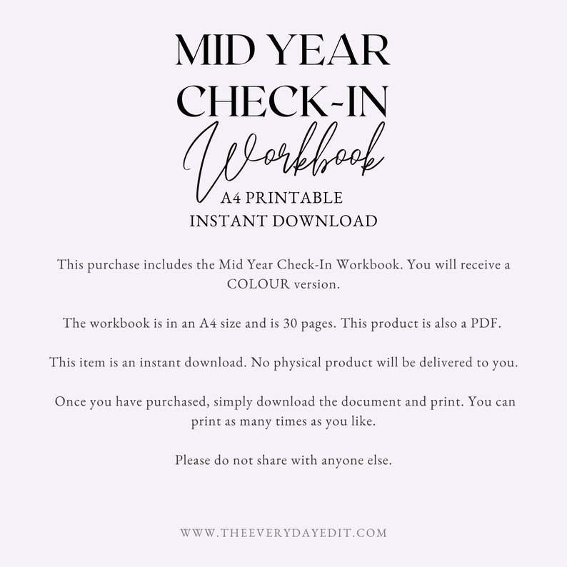 mid year check in workbook, life audit, goal planner
