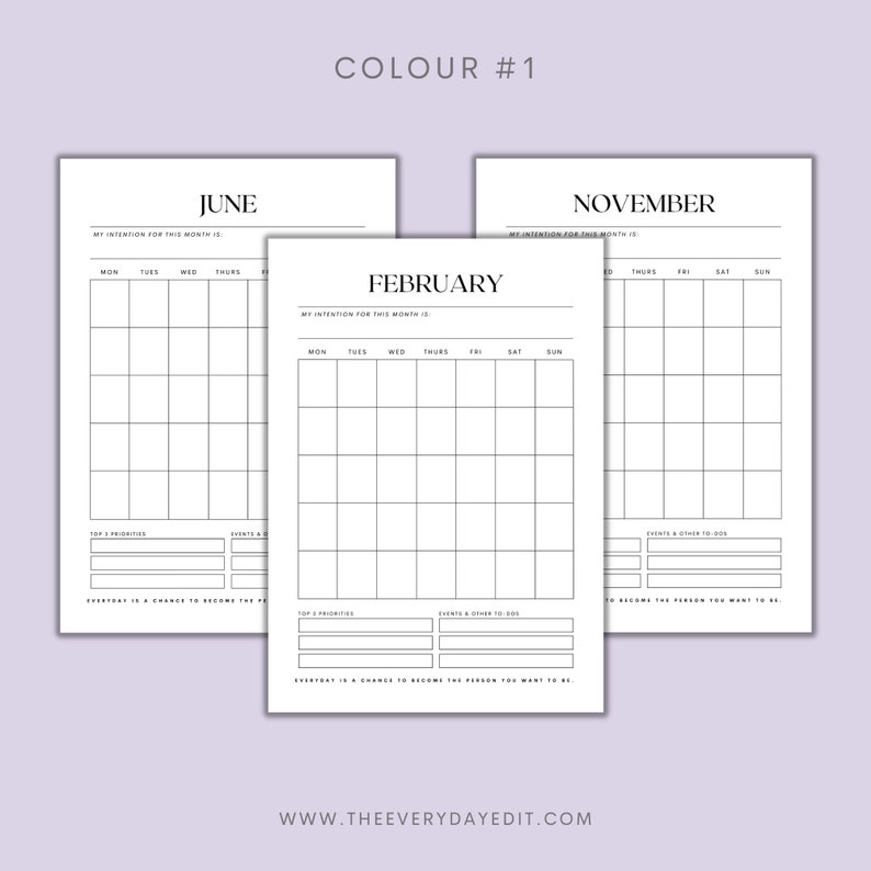 printable undated yearly planner