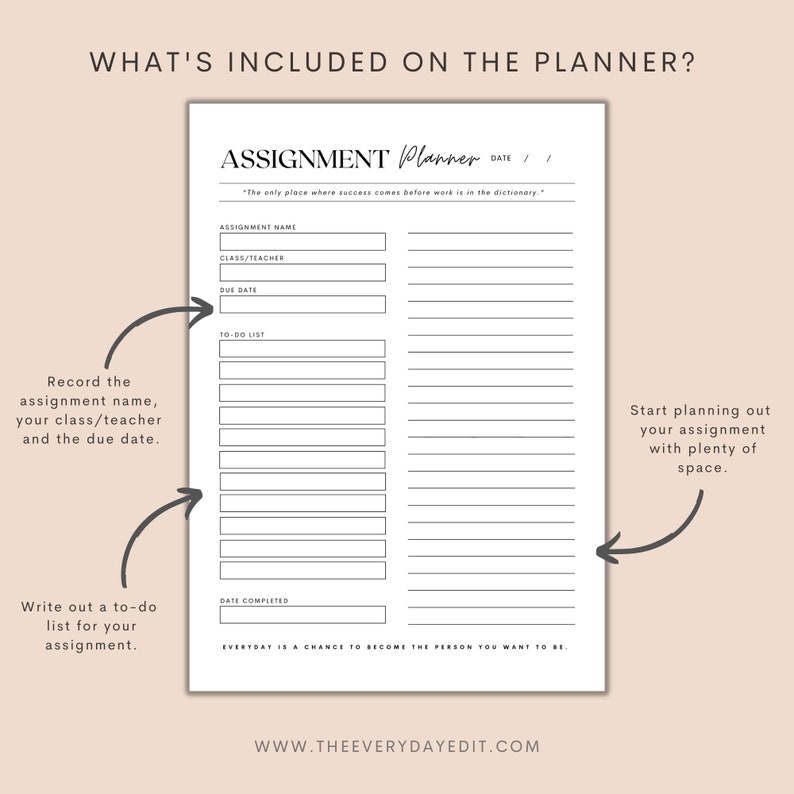 Assignment Planner Printable, Student Planner, Essay Planner, Group ...