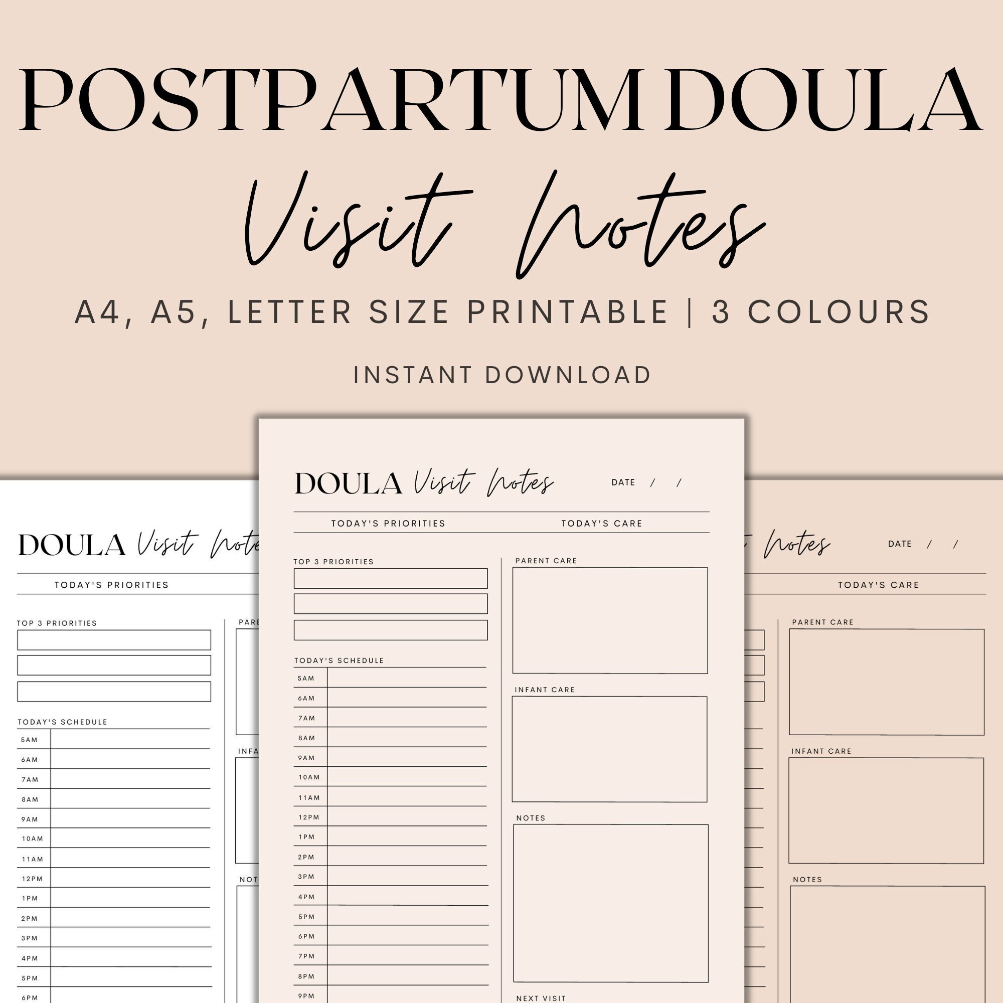 Postpartum Progress Notes.pdf Postpartum Doula Visit Notes Printable, Postpartum Doula Planner ...