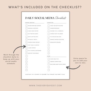 minimalist planner printable, printable daily planner insert, instagram checklist, Facebook checklist, YouTube checklist, tiktok checklist, content creation checklist, content checklist, content creator checklist, social media checklist