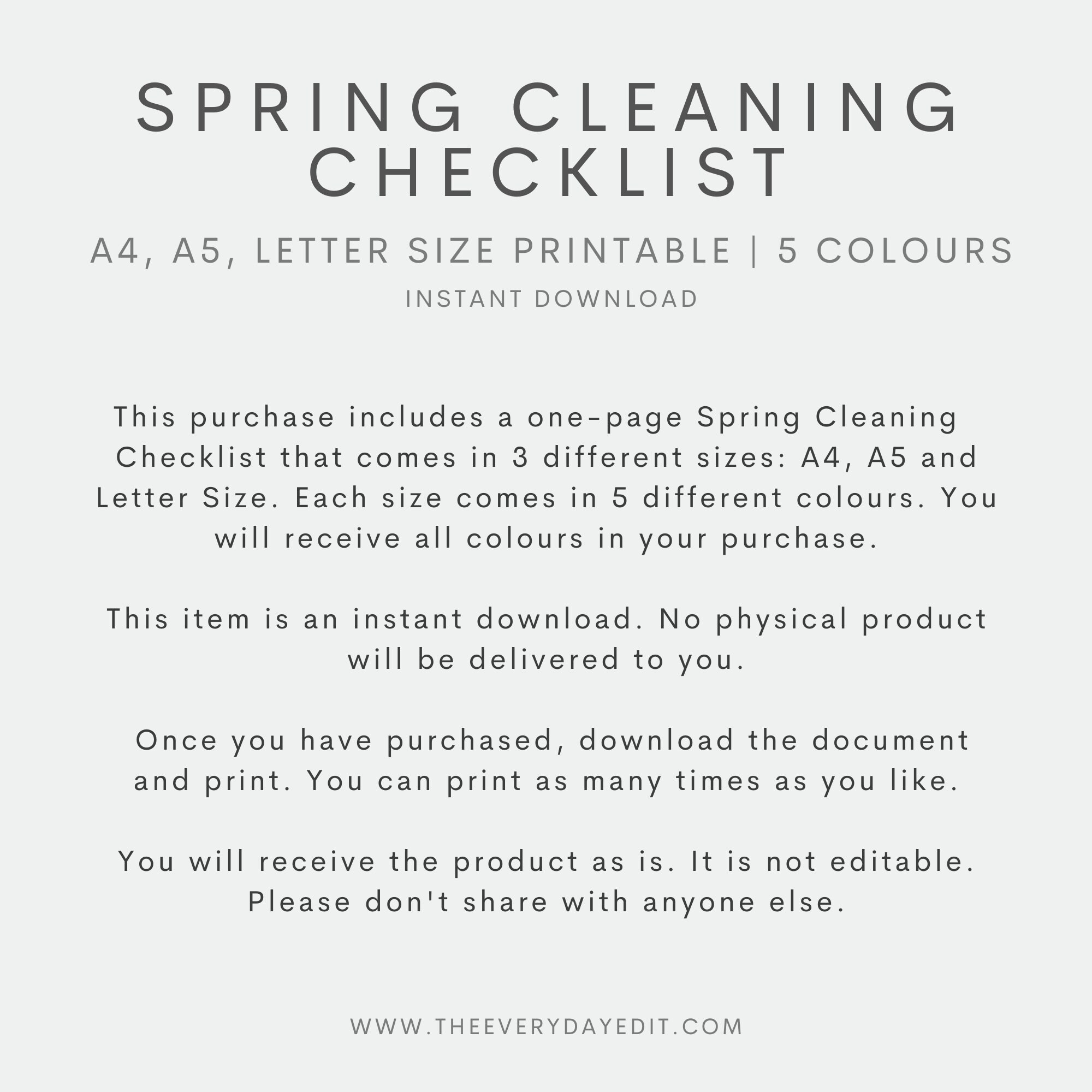 Spring Cleaning Checklist Printable, Cleaning Planner Printable ...