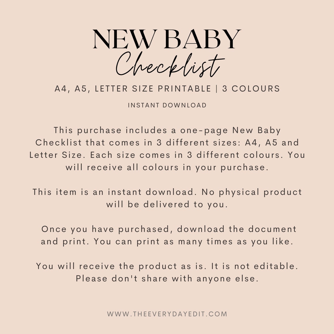 New Baby Checklist Printable Baby Planner Printable Newborn - Etsy Australia