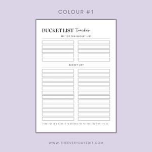 bucket list tracker printable