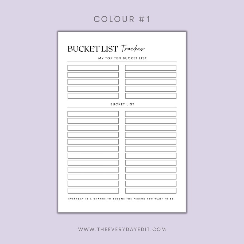 bucket list tracker printable