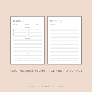 recipe page printable, printable recipe template, notes page, notes paper, recipe notes paper, lined notes paper printable, lined notes page printable, recipe kit printable, recipe book diver pages, recipe book binder pages