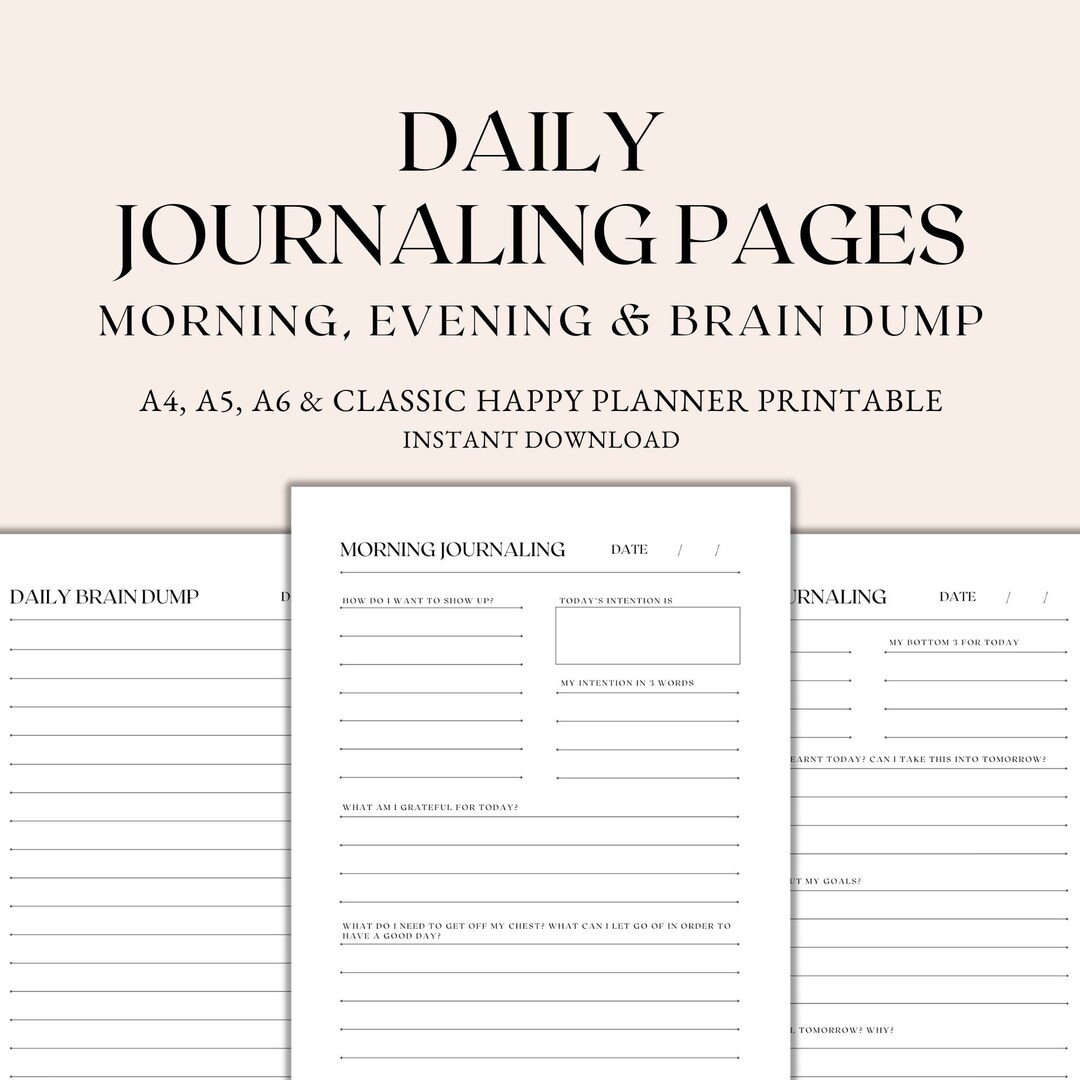 Daily Journaling Pages Printable Download, Daily Journal Prompts, Brain ...
