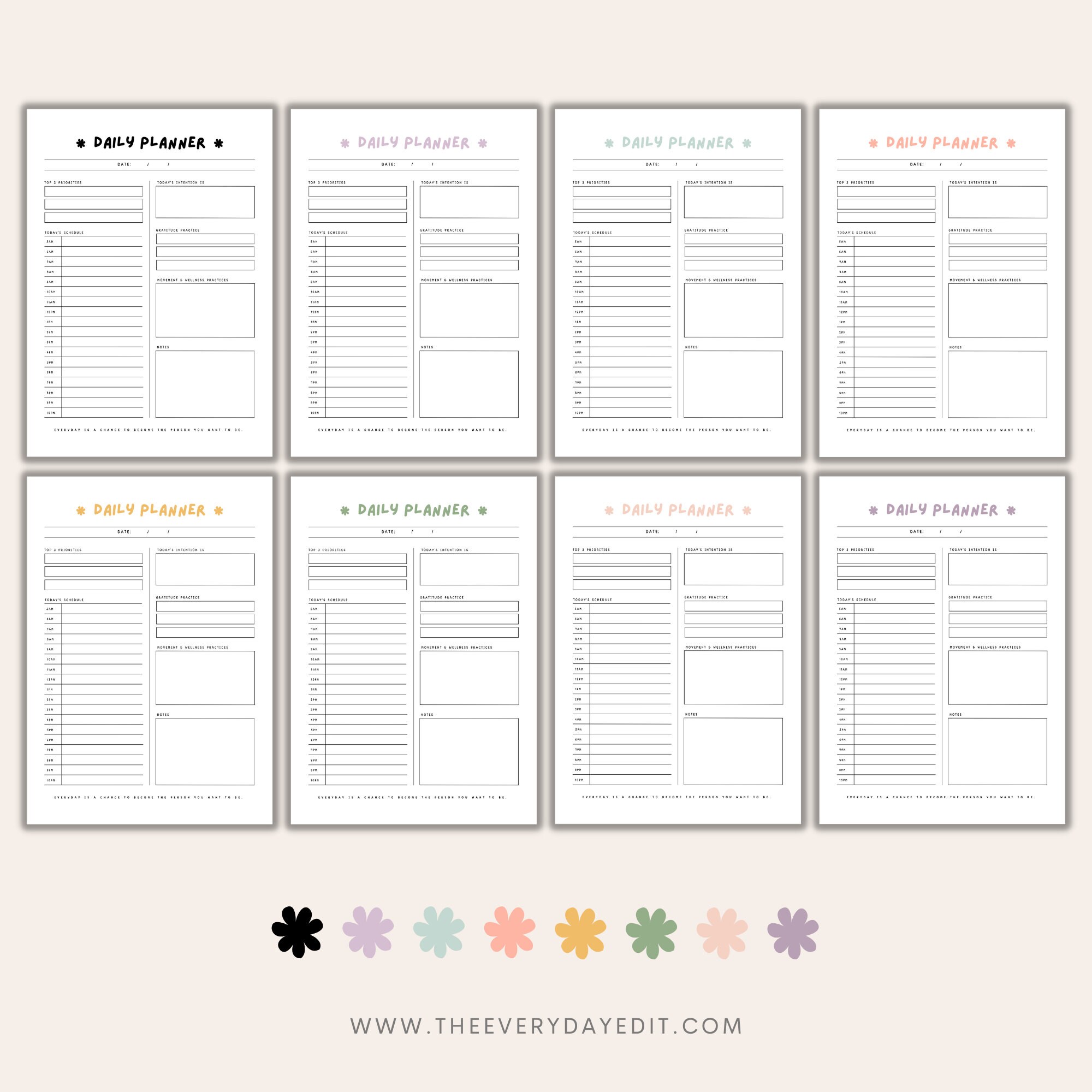 Daily Planner Printable, Daily Tracker, Life Planner, Daily Schedule ...