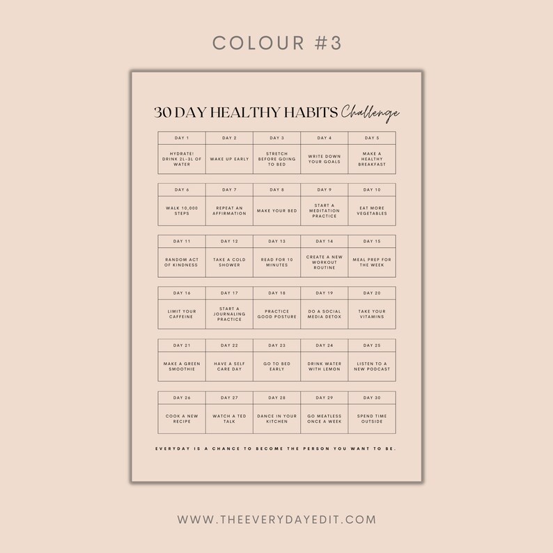 30 day healthy habits challenge