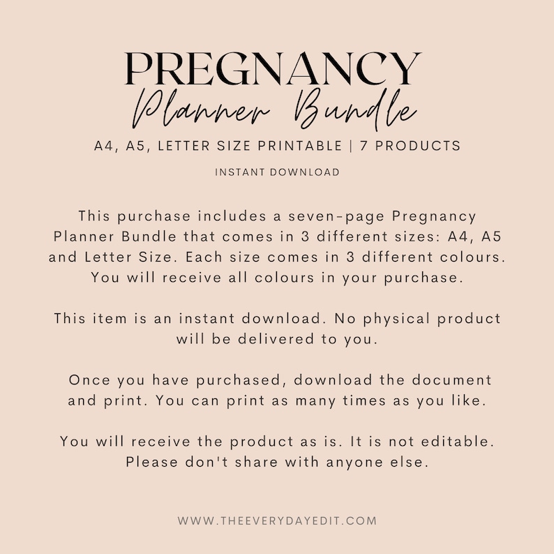 printable pregnancy planner bundle, blush planner, pink planner, feminine planner, girly planner, minimalist planner printable, minimal planner, pregnancy tracker printable, pregnancy log printable