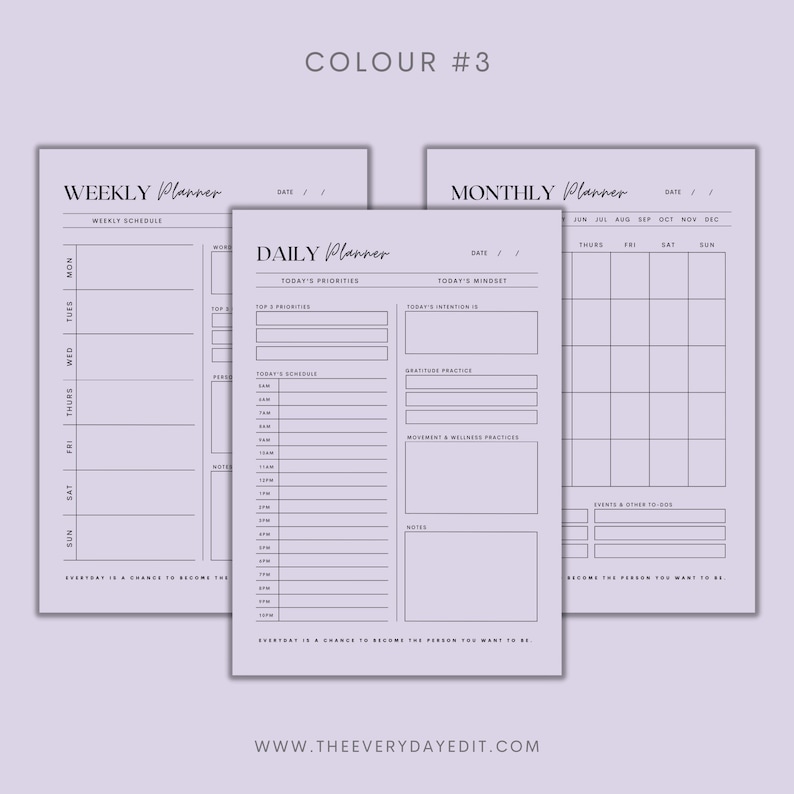 daily planner, weekly planner, monthly planner