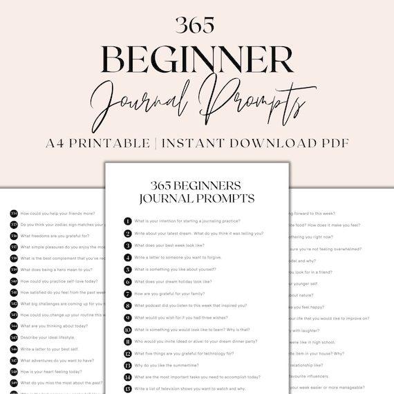 365 Journaling Prompts for Beginners, Beginner Journal Prompts, Self Discovery Journal, Shadow Work Journal, Instant Download PDF