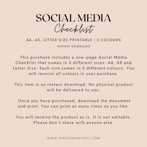 printable social media checklist, social media planner, social media tracker printable, content planner printable, content creator planner, content tracker, blog post planner, blogging planner, blogger planner, instagram checklist, blog checklist