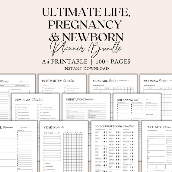 Ultimate Life, Pregnancy & Newborn Planner Printable Bundle, Life Planner, Pregnancy Planner, Motherhood Planner, Instant Download PDF
