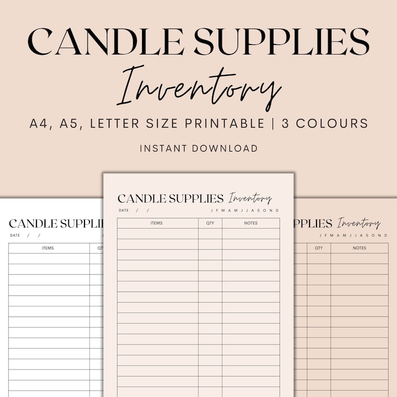 Candle Supplies Inventory Printable Candle Business Planner Etsy