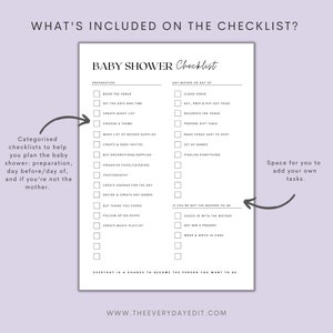 printable baby shower checklist, event planner printable, party checklist, event checklist, minimalist checklist, baby shower planner, newborn planner, feminine planner, girly planner, mother blessing planner, baby blessing planner