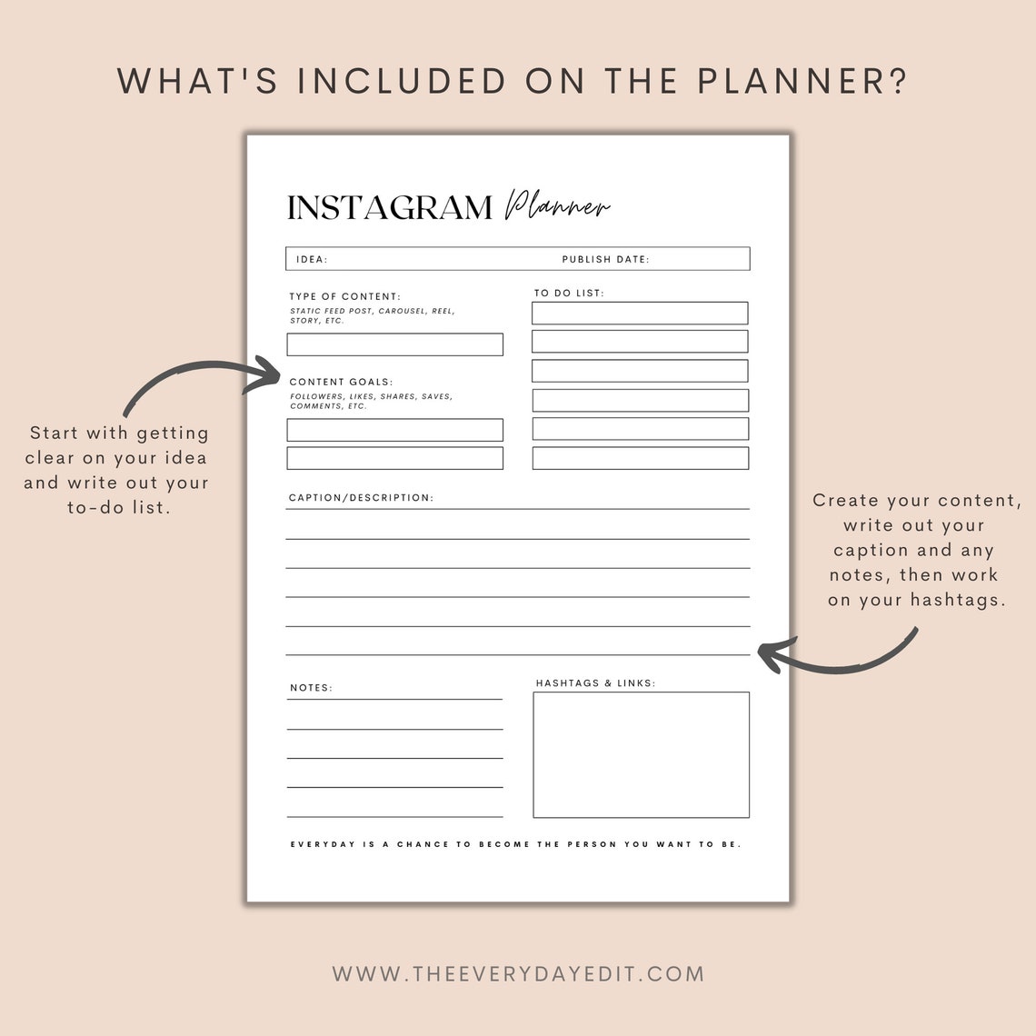 Instagram Planner Printable Instagram Content Planner Social | Etsy