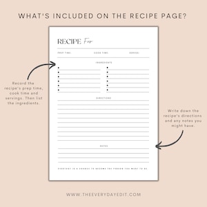 recipe page printable, recipe template printable, recipe book, cookbook printable, minimalist recipe book, minimalist cookbook, farmhouse recipe book, farmhouse cookbook, black and white recipe page, recipe template, recipe kit