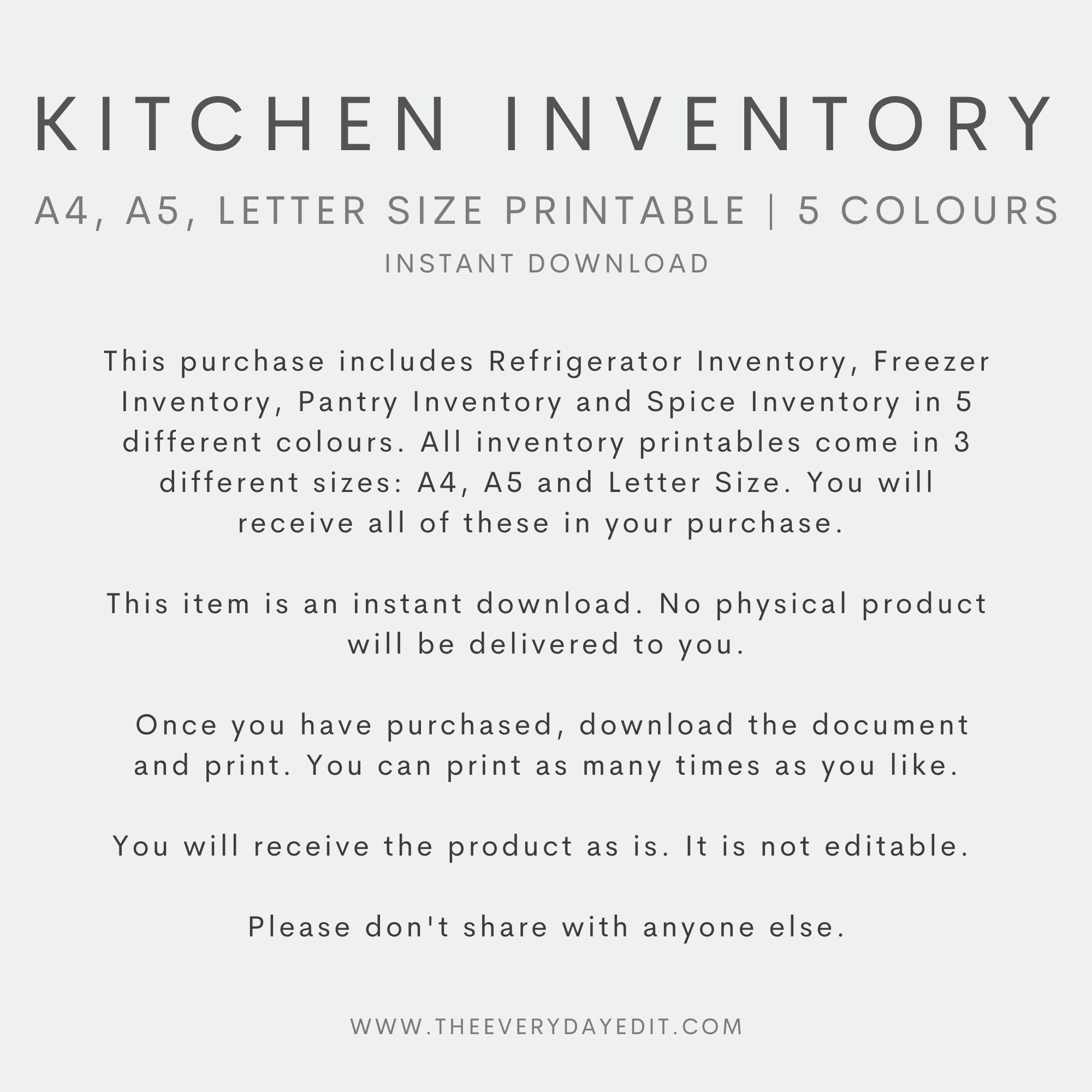 kitchen inventory template in word, pdf, google docs -... Kitchen Inventory Printable PDF Kitchen Food Inventory - Etsy