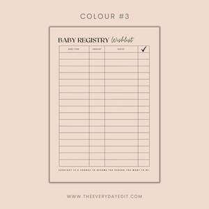 printable baby registry wishlist