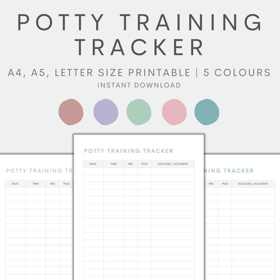 Potty Training Tracker Printable, Toilet Training Tracker, Potty Training Log, Kids Potty Chart, Instant Download PDF