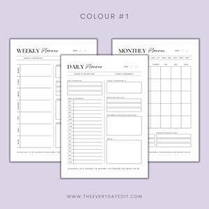 daily planner, weekly planner, monthly planner