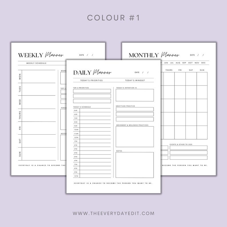 daily planner, weekly planner, monthly planner
