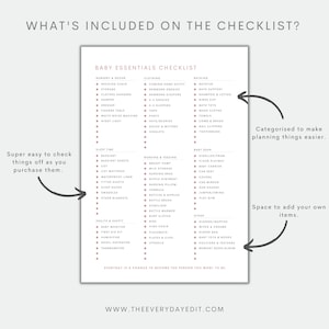 Infant Checklist Baby Essentials Checklist Printable, Newborn Checklist, Nursery ...