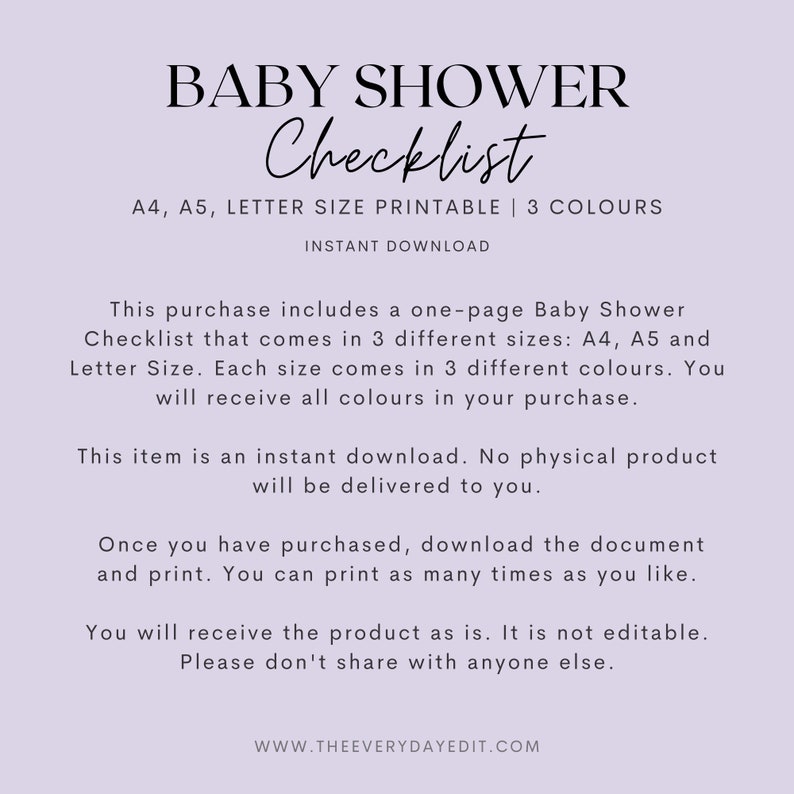 baby shower checklist printable, baby shower gift, baby shower printable, baby shower sign, baby shower tracker, event planner, event tracker, party planner, party tracker, minimalist planner, minimalist tracker, baby shower invite