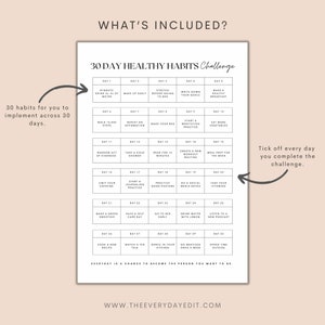 30 day healthy habits challenge tracker printable, 30 day challenge, health tracker, wellness tracker, that girl tracker, habit tracker