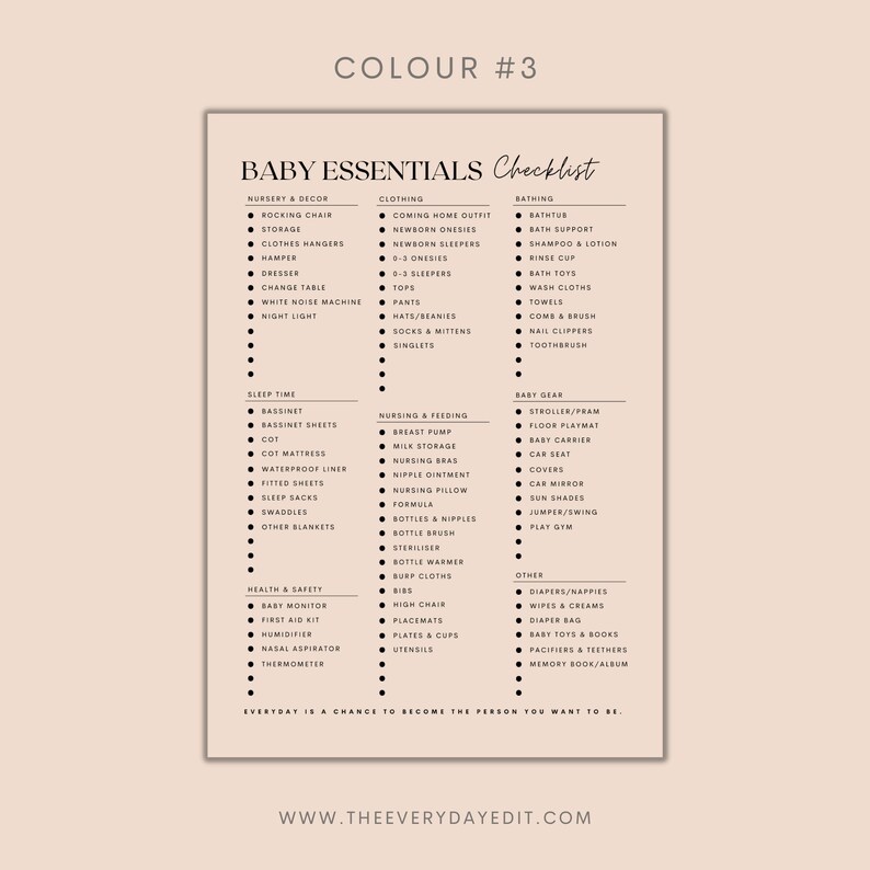 baby essentials checklist printable