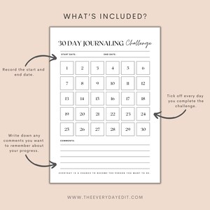 habit tracker, 30 day challenge for journaling