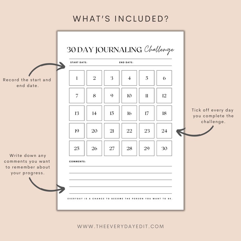 habit tracker, 30 day challenge for journaling