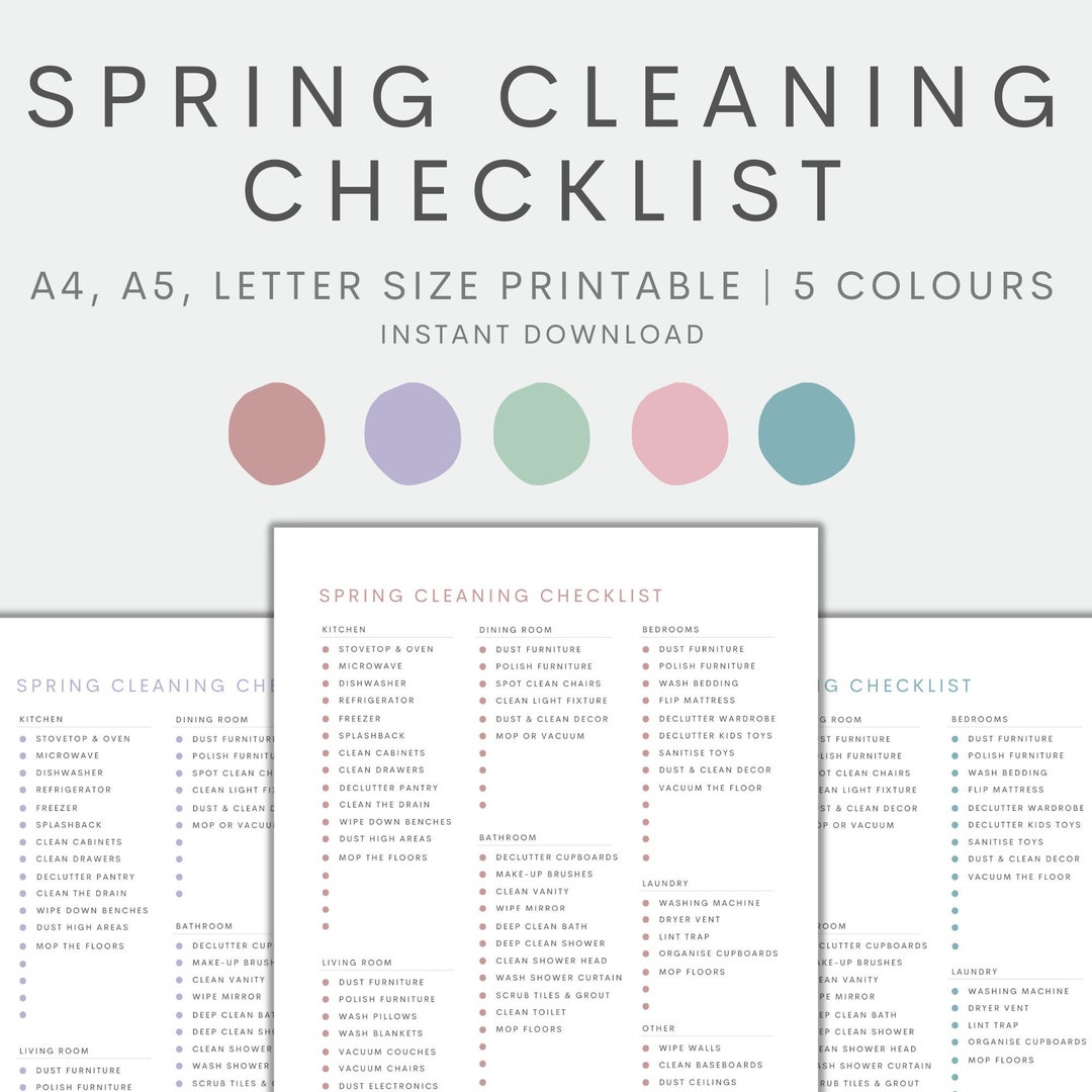 Spring Cleaning Checklist Printable, Cleaning Planner Printable ...