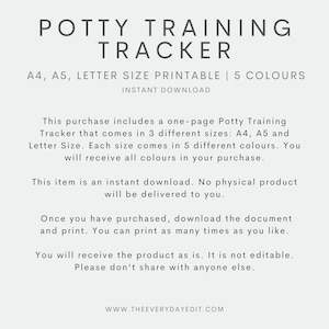 printable potty training tracker, toilet training tracker printable, potty training log