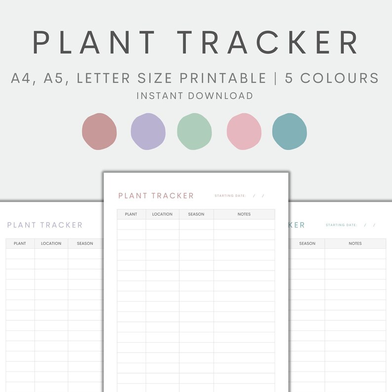 Plant Tracker Printable, Garden Maintenance Tracker, Garden Journal