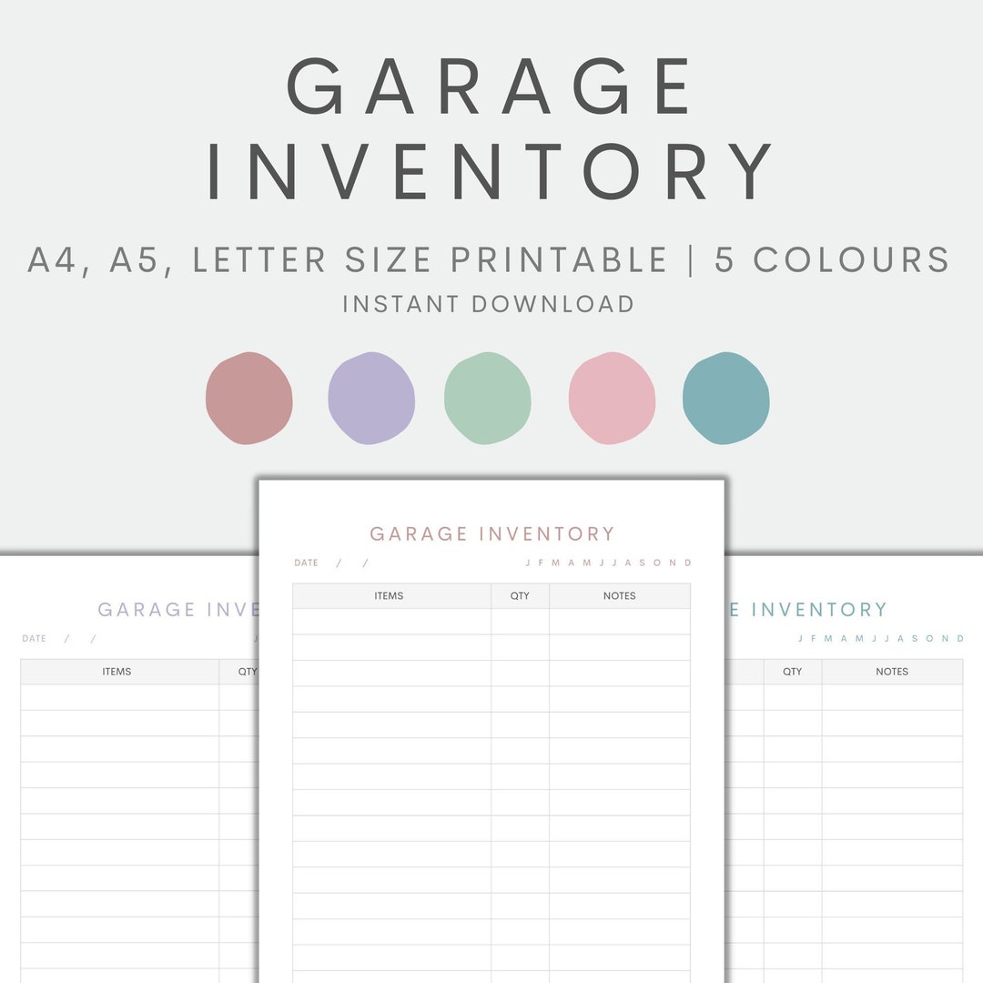 Garage Inventory Printable, Garage Inventory Tracker Printable ...