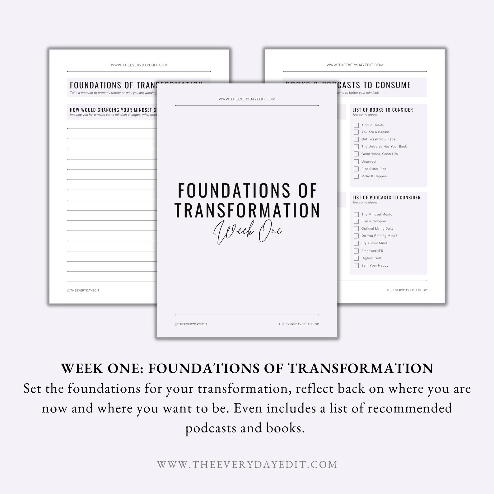 6 Week Transformation Workbook Printable, Mindset Workbook, Glow up ...