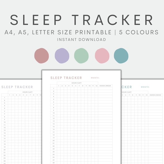 Sleep Tracker Printable, Sleep Journal Printable, Sleep Log, Sleep Planner, Monthly Sleep Tracker, A4 A5 Letter Size PDF Instant Download