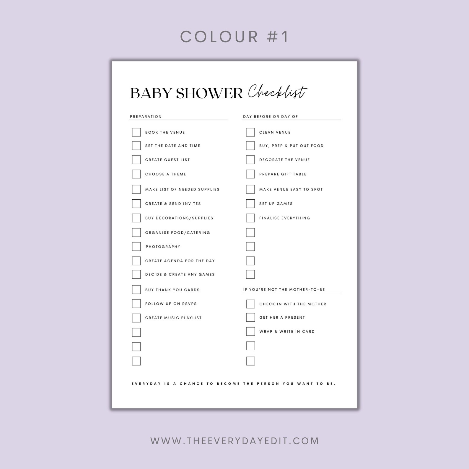 Baby Shower Checklist Printable, Baby Shower Planner Printable, Baby
