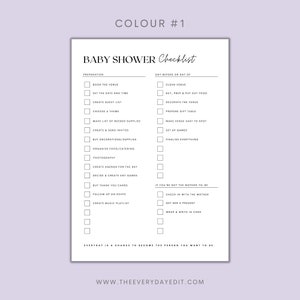 baby shower checklist printable