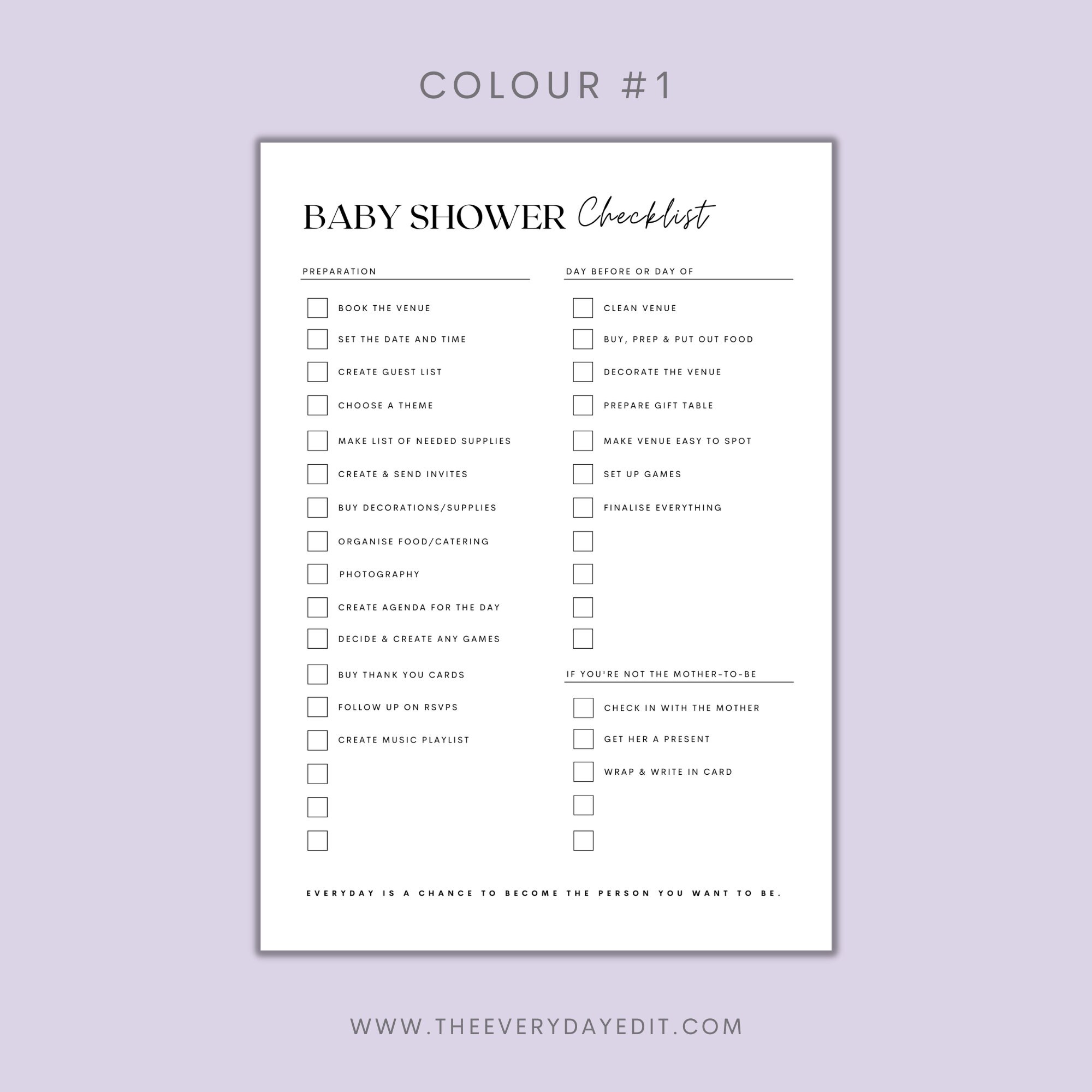 Baby Shower Checklist Printable, Baby Shower Planner Printable, Baby