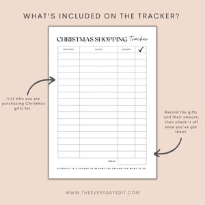 christmas shopping list printable, christmas tracker, gift planner printable, printable gift tracker, holiday planner, holiday gift, christmas print, christmas printable, christmas tracker print at home, planner insert, print at home planner